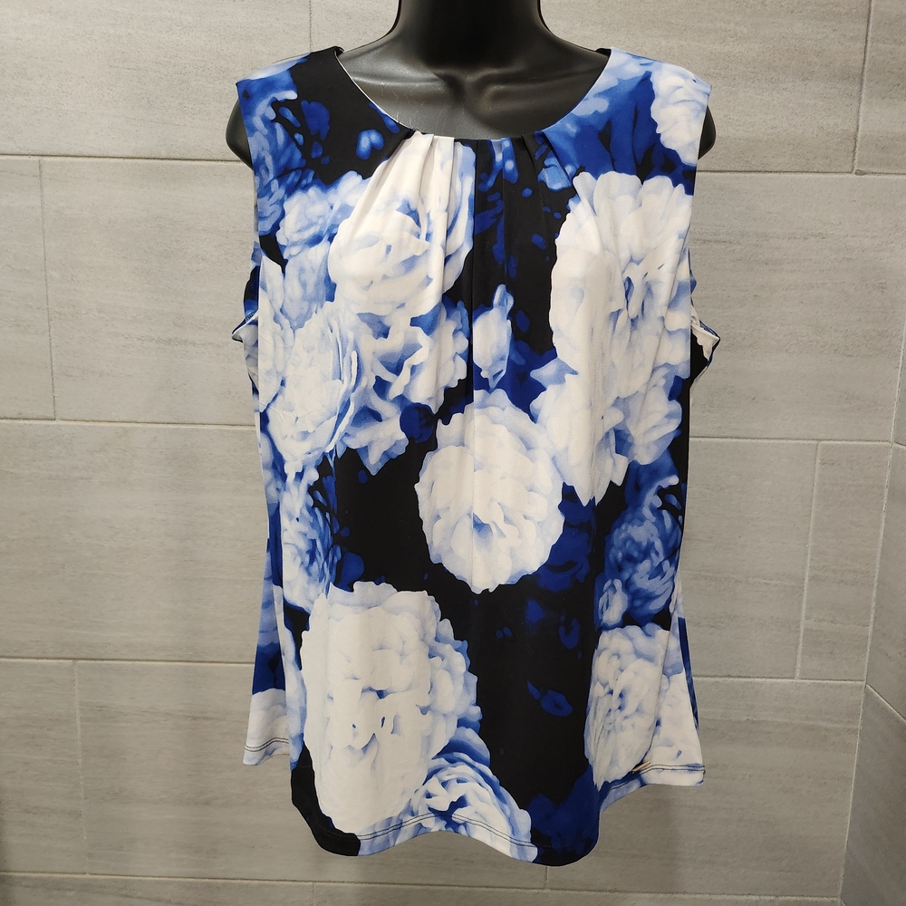 Calvin Klein Blue and White Floral Blouse